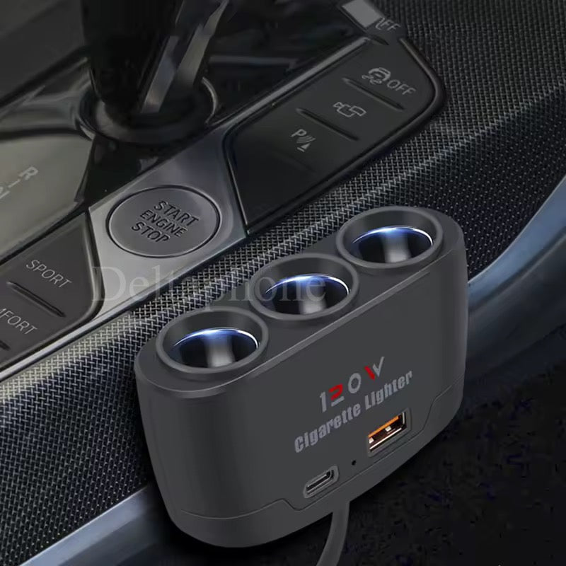 محول شحن سيارة متعدد – تحكم ذكي بمنافذك!