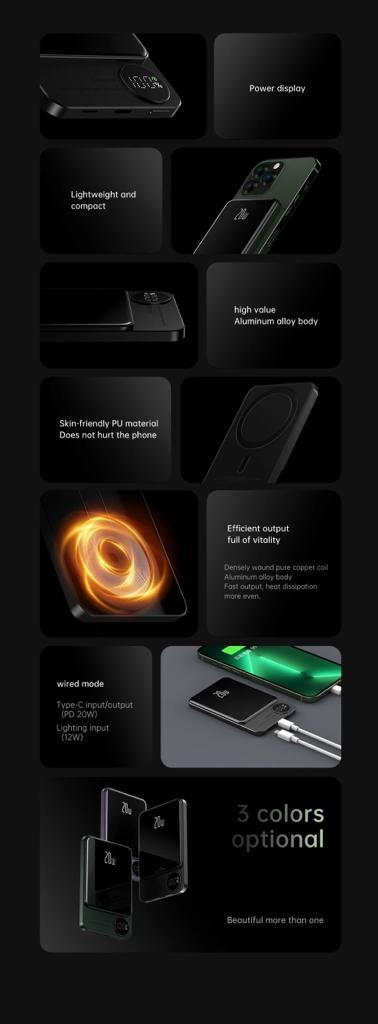 PD20w two-way fast charge 15w magnetic wireless charging